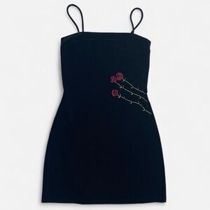 Black velvet vintage floral mini dress